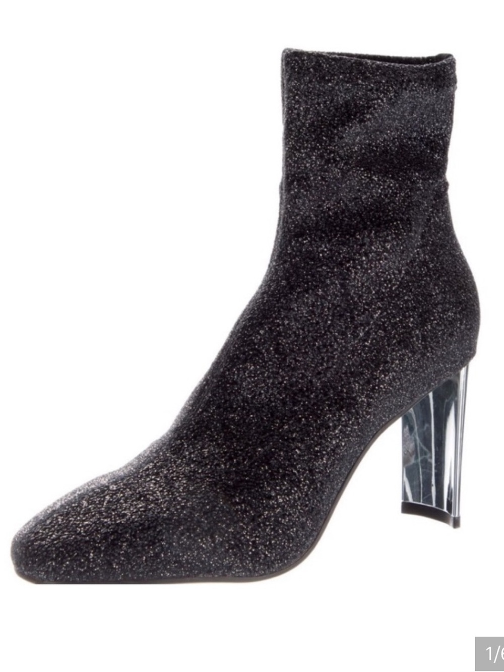 Lola Cruz Anthropologie Revolve Black Glitter Ankle Sock Booties Metallic 37 7